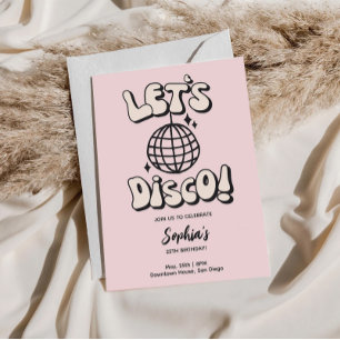 Invitación Let's Disco Birthday Pink Fiesta