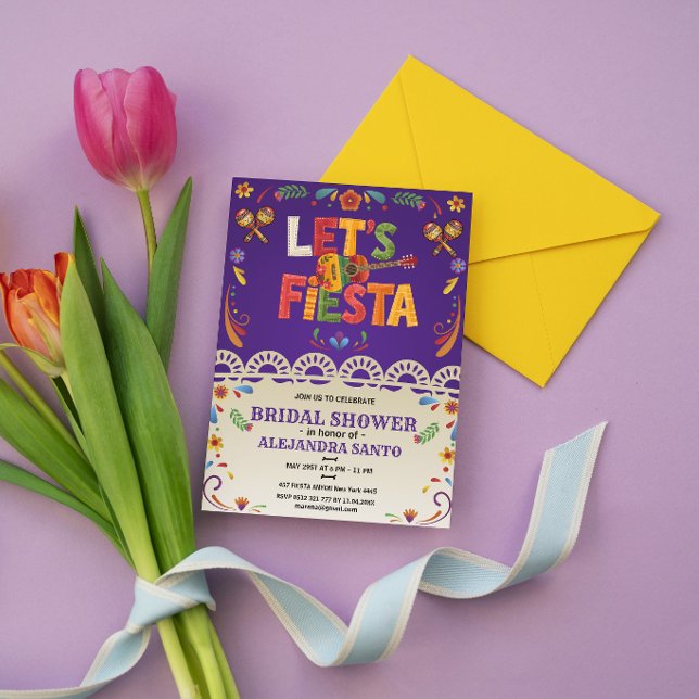 Invitación Let's Fiesta Bridal Shower Mexican Floral (let's fiesta bridal shower invitations colorful cinco de mayo mexican floral)