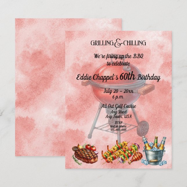 Invitación Let's Fire Up the Grille 60th Birthday Invitation (Anverso / Reverso)