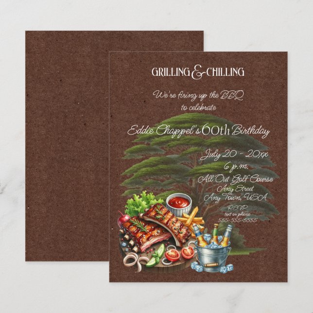 Invitación Let's Fire Up the Grille 60th Birthday Invitation (Anverso / Reverso)