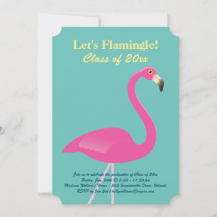 Invitación Let's Flamingle Class of 2016 Grad - Turquoise