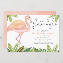 Invitación Let's Flamingle Flamingo chica baby ducha