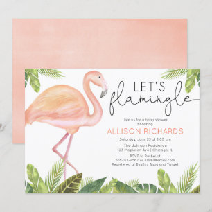 Invitación Let's Flamingle Flamingo chica baby ducha