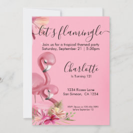 Invitación Lets Flamingle Flamingo rosa tropical Cumpleaños