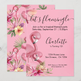 Invitación Lets Flamingle Flamingo rosa tropical Cumpleaños