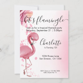 Invitación Lets Flamingle Flamingo rosa tropical Cumpleaños
