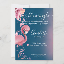 Invitación Lets Flamingle Flamingo rosa tropical Cumpleaños