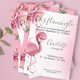 Invitación Lets Flamingle Flamingo rosa tropical Cumpleaños