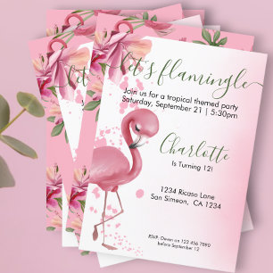 Invitación Lets Flamingle Flamingo rosa tropical Cumpleaños