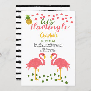 Invitación Lets Flamingle Flamingo rosa tropical Cumpleaños