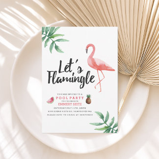 Invitación Let's Flamingle Pool Party Invitation