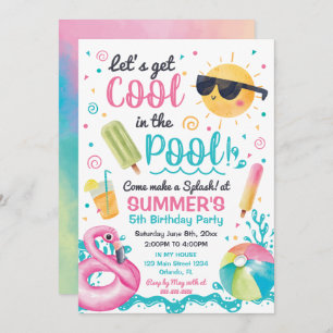 Invitación Let's get cool in the Pool birthday inv