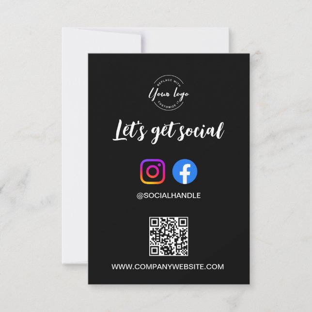 Invitación Let's Get Social Media website Custom logo QR code (Anverso)