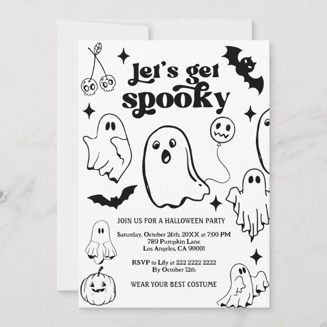 Invitación  Let's Get Spooky,Halloween party (Anverso)