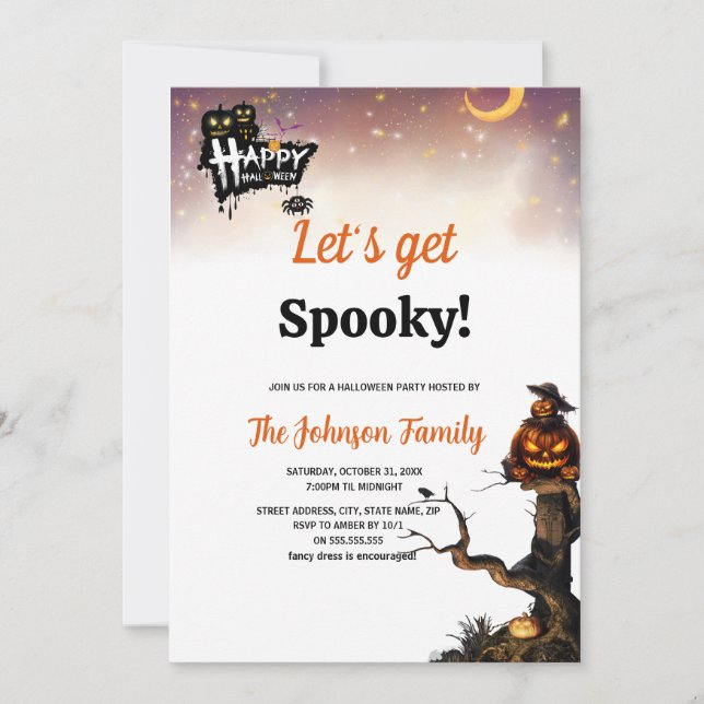 Invitación Let's Get Spooky Halloween Party Foil  (Anverso)