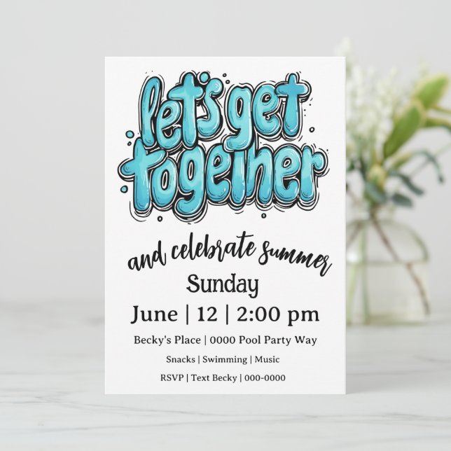 Invitación Let's Get Together and Celebrate (Anverso de pie)
