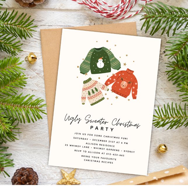 Invitación Let's get Ugly Modern Ugly Sweater Christmas Party (Subido por el creador)
