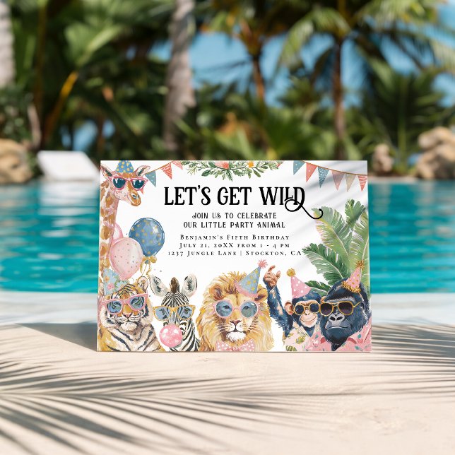 Invitación Let's Get Wild Jungle Animals Birthday (Subido por el creador)