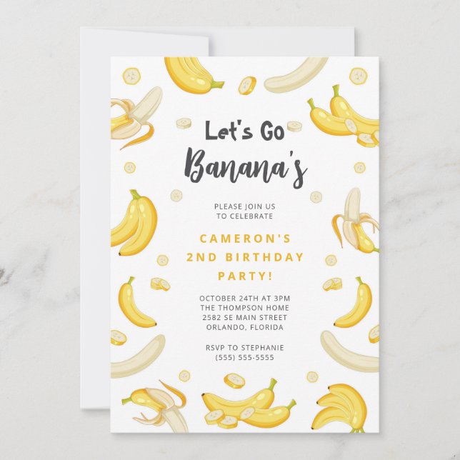 Invitación Let's Go Bananas Birthday Invitation (Anverso)