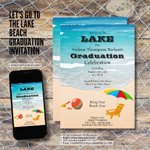 Invitación Let's Go To The Lake Beach Graduation 