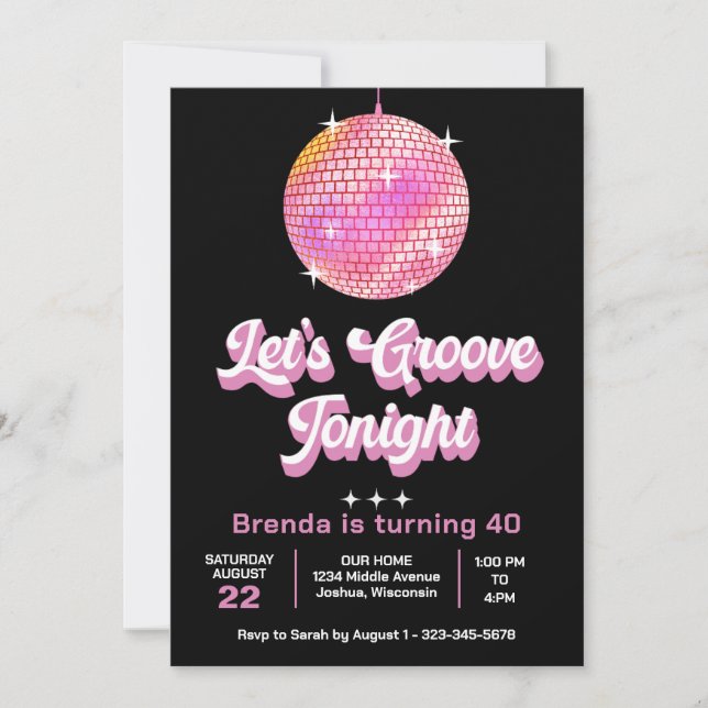 Invitación Lets Groove Tonight 70s Cualquier cumpleaños de ed (Anverso)