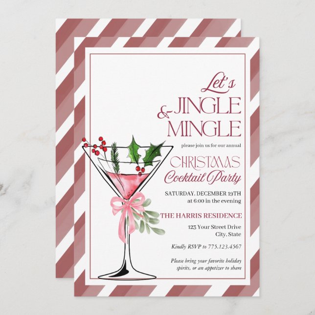 Invitación Let's Jingle and Mingle Holiday Party  (Anverso / Reverso)