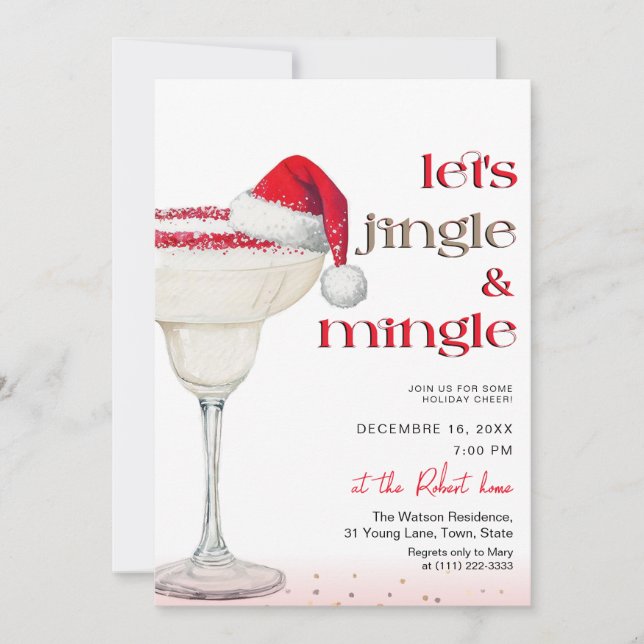 Invitación Let's jingle & mingle  Holiday party  (Anverso)