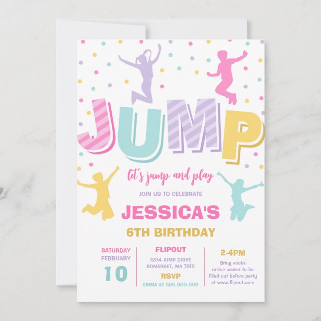 Invitación Let's Jump and Play Birthday Party Invitation (Anverso)