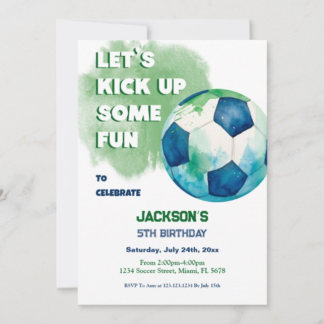 Invitación Let's kick up some fun Soccer (Anverso)