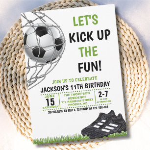 Invitación Let's Kick up the fun!, Funny Soccer Birthday