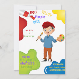 Invitación Lets Paint Birthday Invitation Card (Boy)