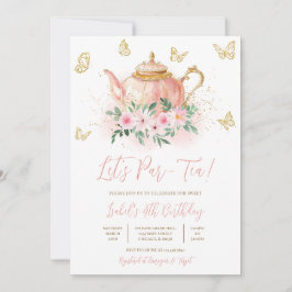 Invitación Let's Par-tea Garden Tea Fiesta Birthday