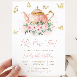 Invitación Let's Par-tea Garden Tea Fiesta Birthday