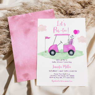 Invitación Let's Par-tee Chica Pink Golf Baby Shower