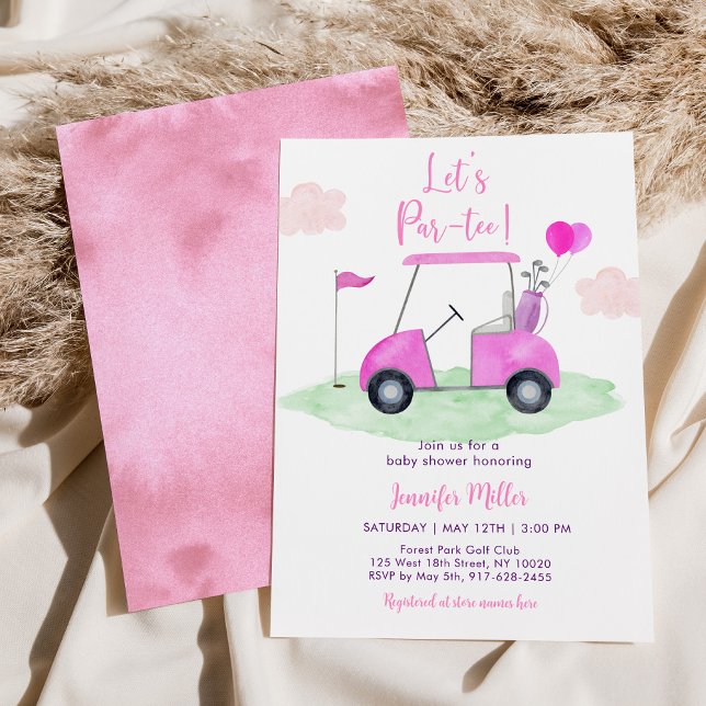 Invitación Let's Par-tee Chica Pink Golf Baby Shower (Subido por el creador)