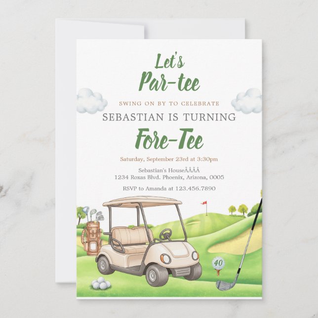 Invitación Let's Par Tee Golf Birthday Invitation (Anverso)