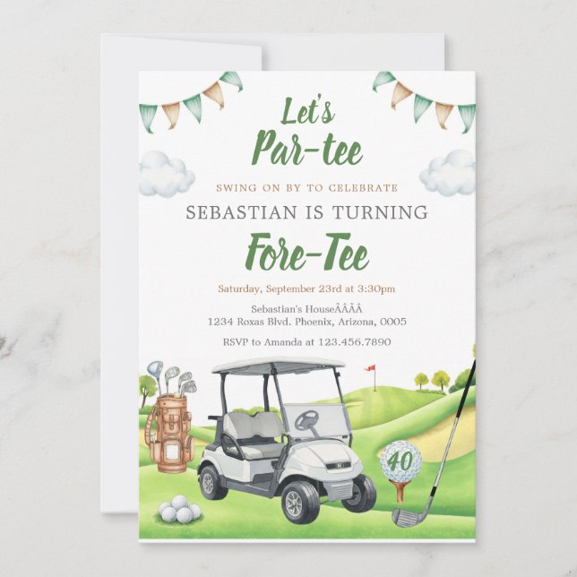 Invitación Let's Par Tee Golf Birthday Invitation (Anverso)