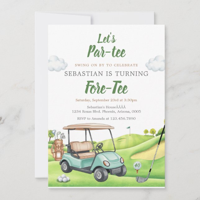 Invitación Let's Par Tee Golf Birthday Invitation (Anverso)