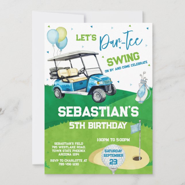 Invitación Let's Par Tee Golf Birthday Invitation (Anverso)