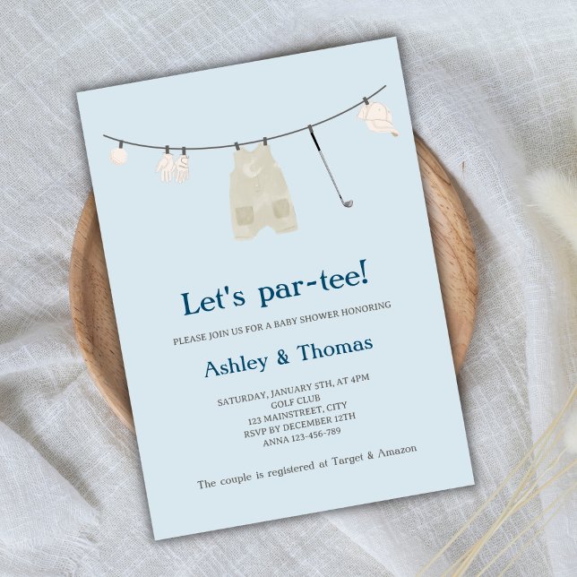 Invitación Let's Par-Tee Golf Boy Baby Shower (let's par-tee golf baby shower invitation baby boy cute sports baby shower)