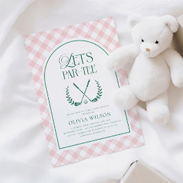 Invitación Let's Par-Tee Preppy Golf Chica Baby Shower