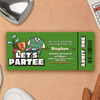 Invitación Lets Partee - Golf Birthday Ticket Invitation