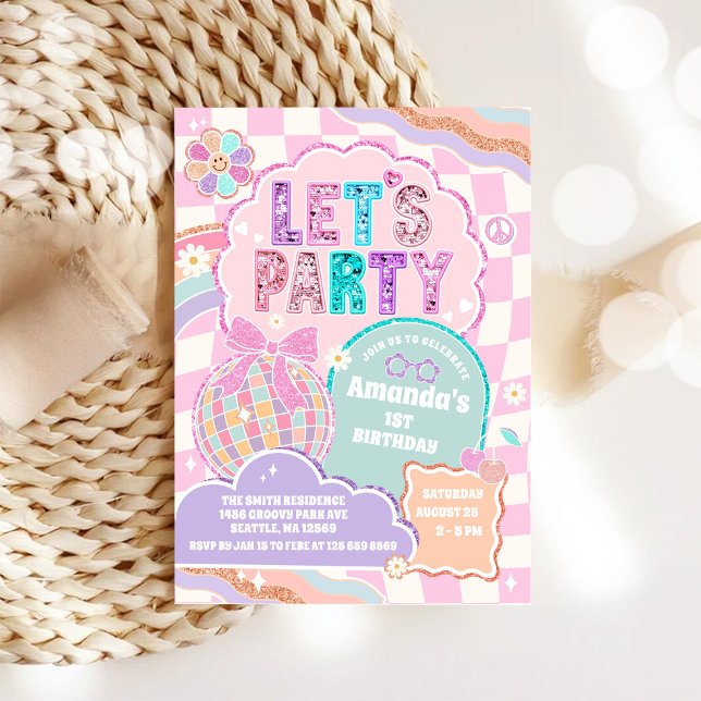 Invitación LET'S PARTY Disco Rainbow Birthday Invitation (Subido por el creador)