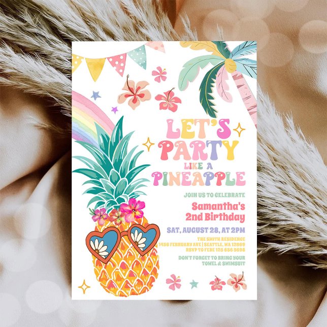 Invitación Let's Party Like Pineapple Luau Summer Birthday (Subido por el creador)