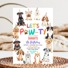 Invitación Let's Pawty Dog Lovers Pet Themed Kids Birthday