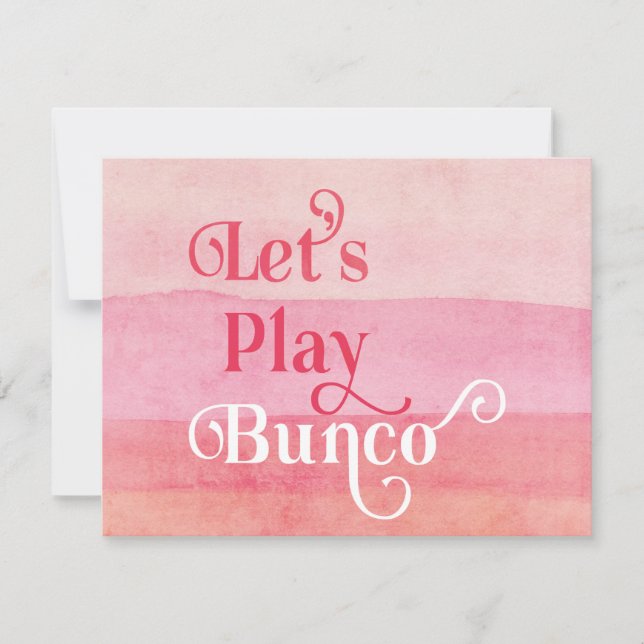 Invitación Let's Play Bunco Pink Modern (Anverso)