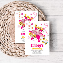 Invitación Let's Roll Girl Cowgirl roller skate Birthday