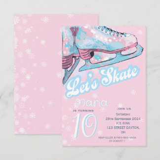 Invitación "Let's skate" figure ice skating birthday party