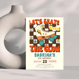 Invitación Let's Skate into the glow roller skating birthday
