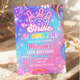 Invitación Let's Strike Up Some Fun Bowling Girl Birthday